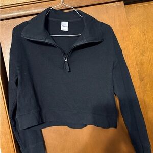 Stars Above Black Cropped Quarter-Zip Sweatshirt